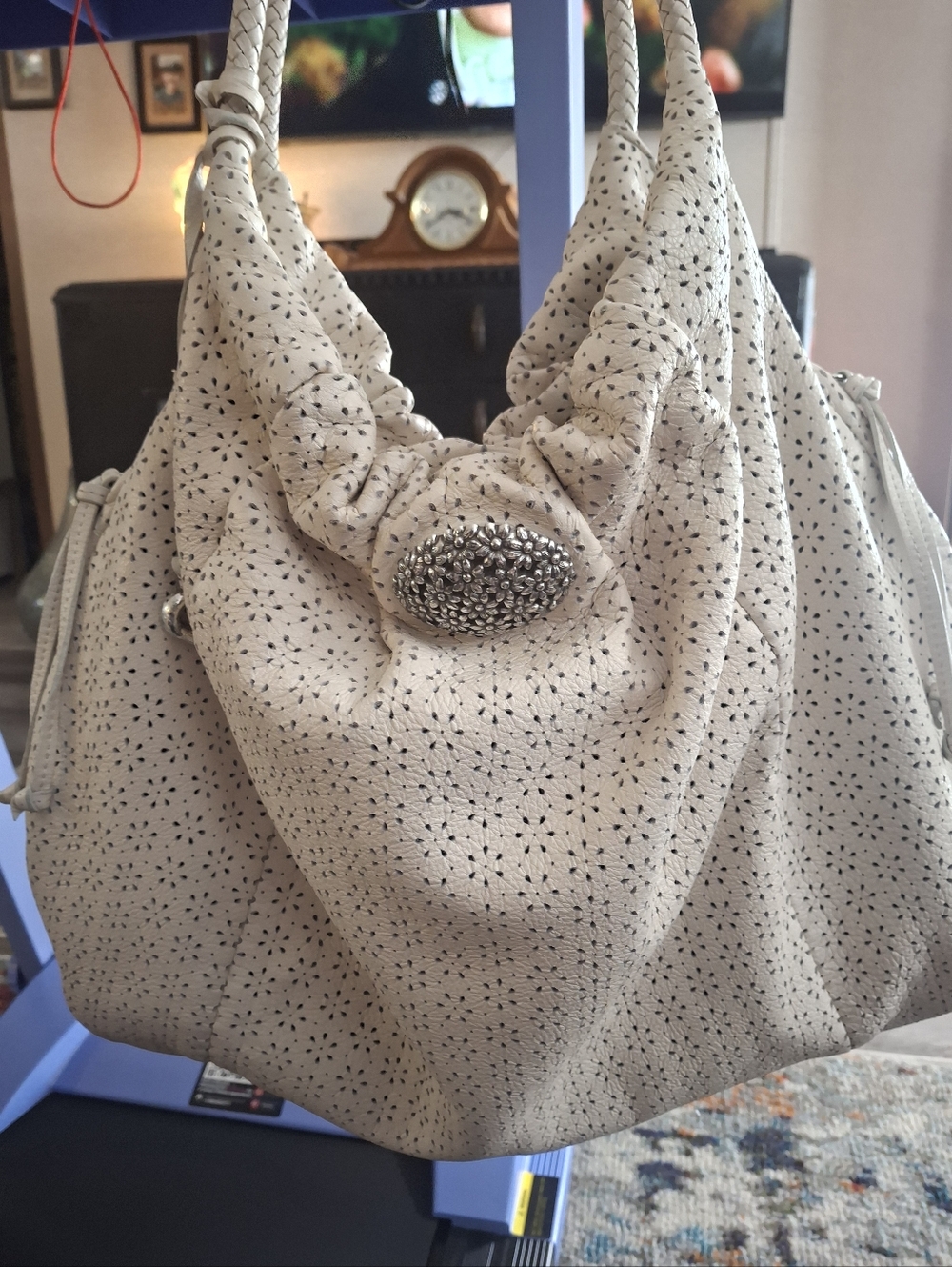 BRIGHTON Women's Cream Perforated Hobo Bag